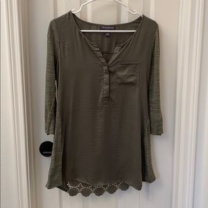 Olive green maternity shirt